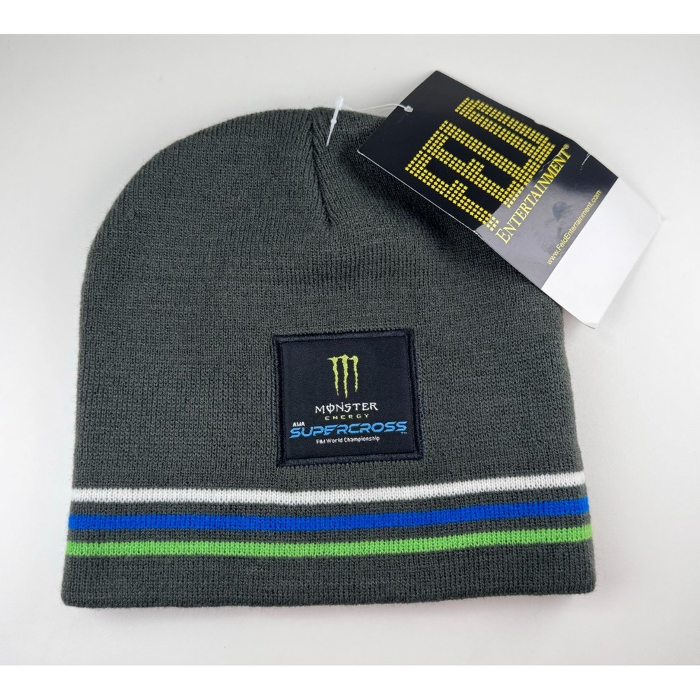 NEW Monster Energy AMA Supercross Championship Black Embroidered Beanie Skully